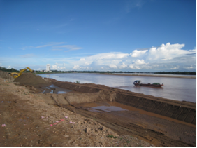 LAOS3 Ahead of the 2010 Southeast Asian Games, development begins on a riverfront boardwalk along the Mekong River near Vientiane.