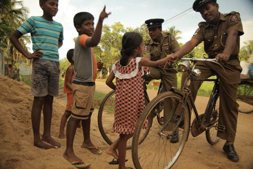 Sri Lanka, Community-Oriented Policing Police patrol on bicycles in Sri Lanka