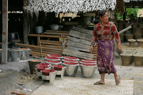 CambodianBusinessWoman Ms. Sim Sour runs a cooking pot (clay oven) factory in Kampong Chhnang