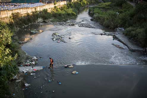 A polluted river in Nepal.