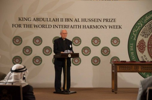 Silsilah's Fr. Sebastiano d' Ambra at King Abdullah II World Interfaith Harmony Week (WIHW) Award in Jordan. Photo credit: Silsilah