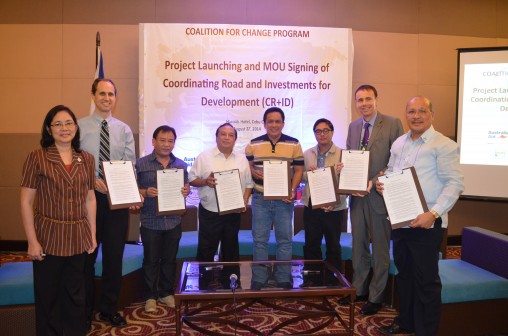 Officials from NEDA Region VII; Bohol, Cebu, Negros Oriental, and Siquijor; The Asia Foundation, and the Australian Government sign CR+ID MOU.