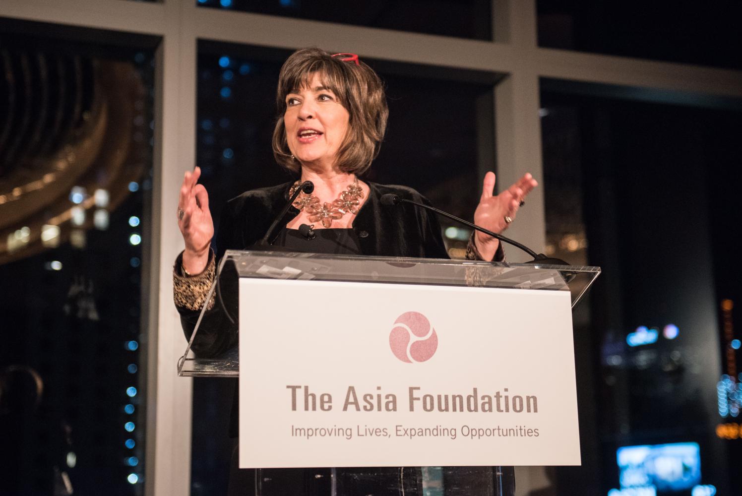 Honoree Christiane Amanpour adresses the crowd