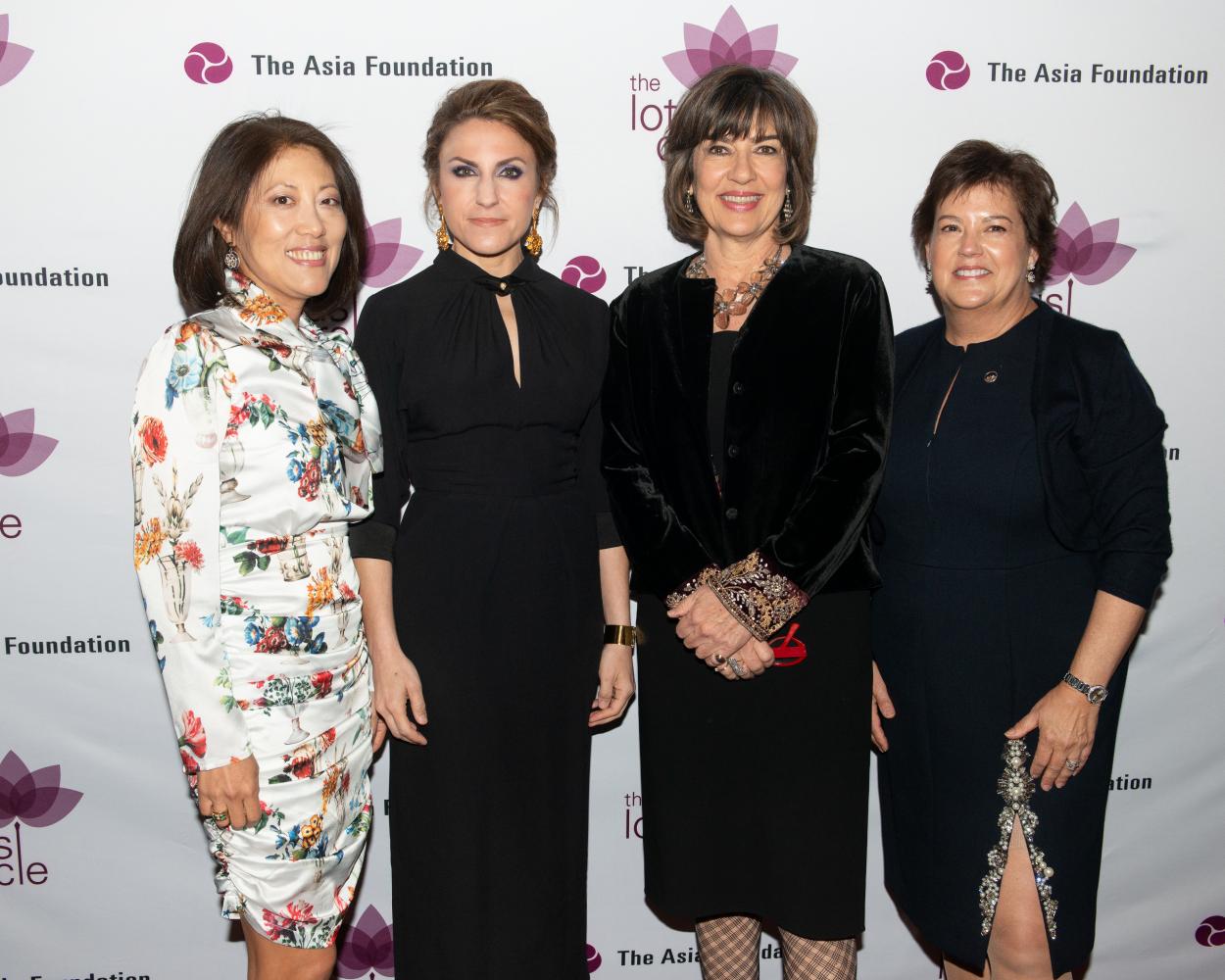 Gala Co-chair Hee-Jung Moon, Gala emcee and New York Times best-selling author Gayle Tzemach Lemmon, Christiane Amanpour, Gala Co-chair Janet Montag smile for a photo
