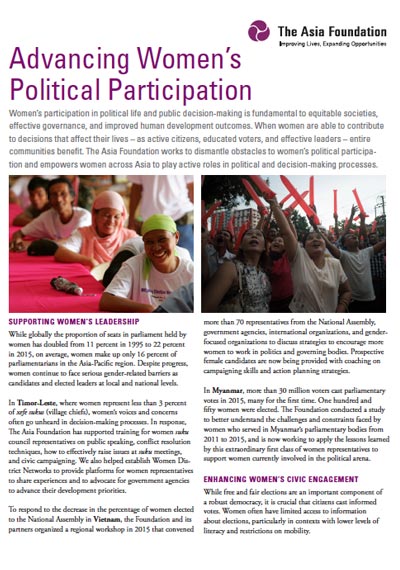 Advancing Womens Political Participation The Asia Foundation 