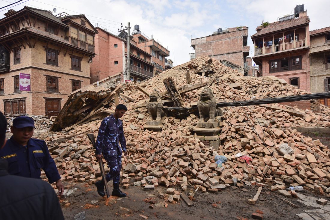 On April 25, 2015, a 7.8 earthquake hit Nepal, followed by an even more devastating quake two weeks later resulting in almost 9,000 deaths, 8 million people affected, and vast swaths of the nation in rubble including the capital, Kathmandu. Photo/Tenzing Paljor