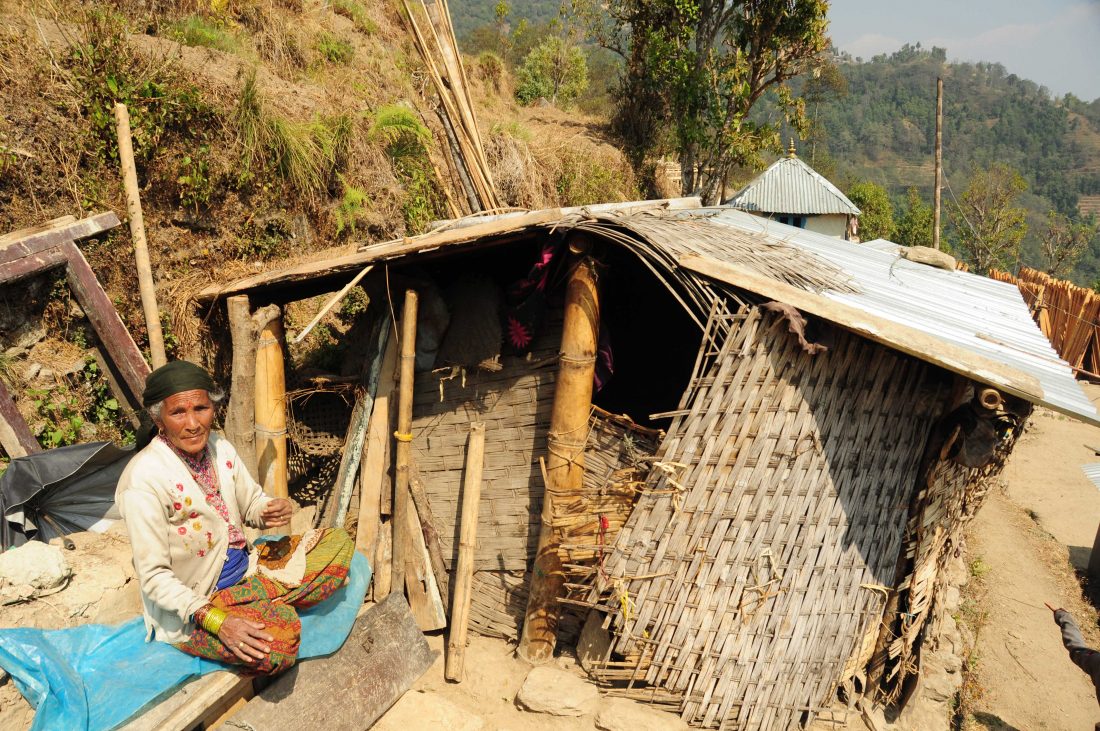 As monsoon season approaches, families who were displaced and live in temporary shelters like this one in Nele VDC, are increasingly concerned. 