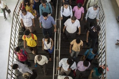 Commuters travel through one of New Delhi's 146 metro stations.