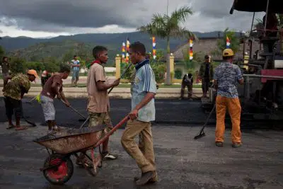 Road construction in Timor
