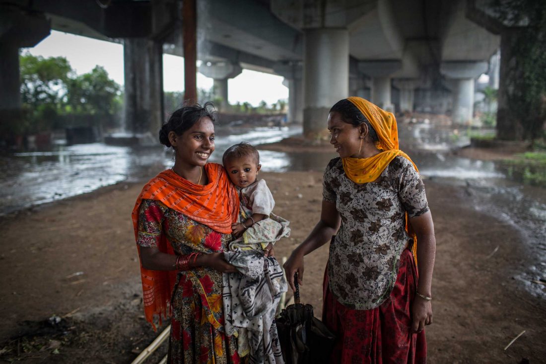 Women walk in India