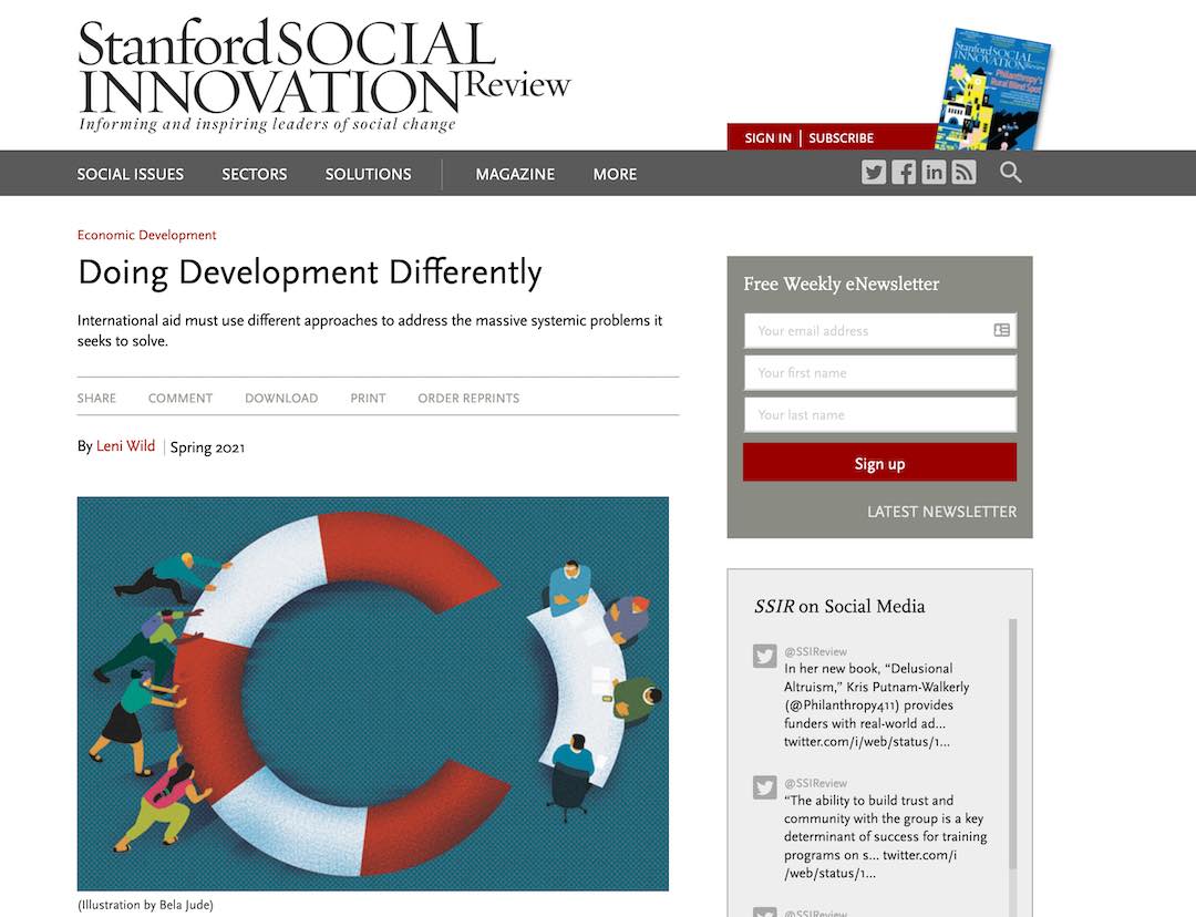 Stanford Social Innovation Review Highlights Foundations Development Entrepreneurship Model