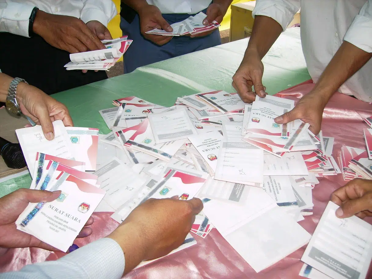 Recounting individual ballots for the Jakarta Governor's election.