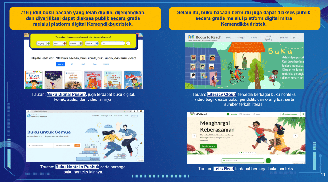 Landing screen for Merdeka Curriculum showing resources like Let's Read
