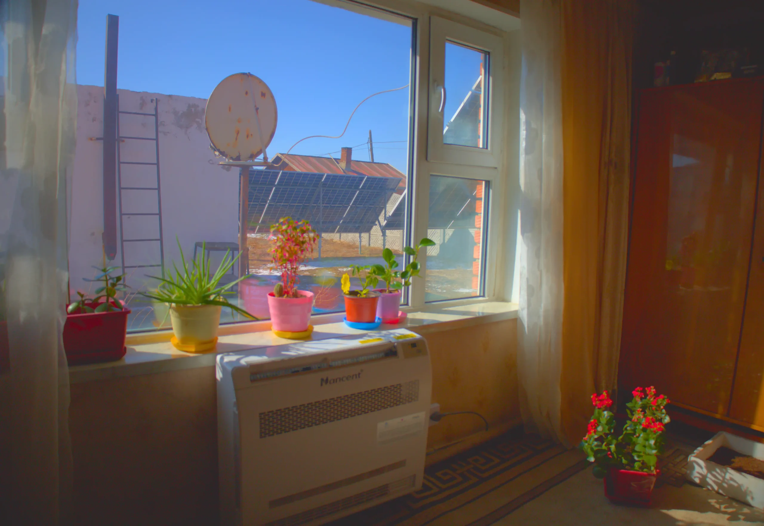A view from the household’s bedroom with the heat pump installed, Ulaanbaatar Mongolia, April 2026