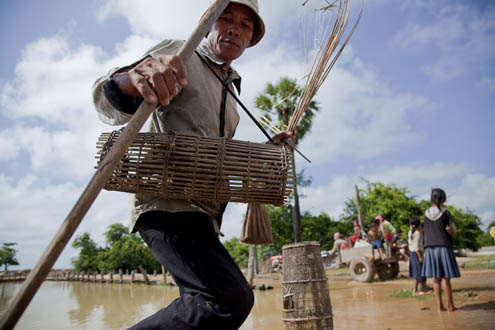 A man fishes on Cambodia's Stung Sen River 