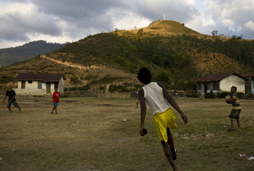 Children playing soccer in Timor-Leste