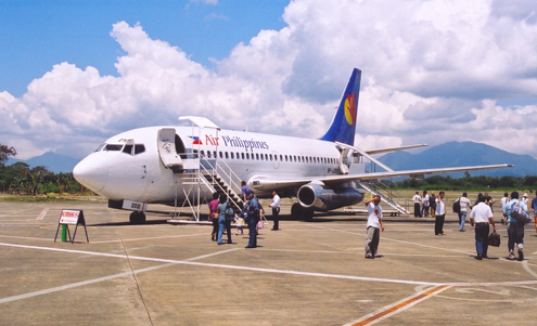 A plane readies for take off in the Philippines