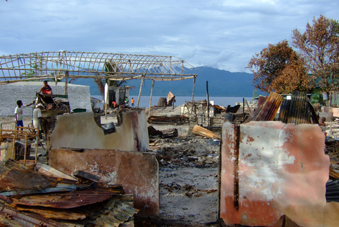 BurnedhousesHaruku Burned houses in Haruku