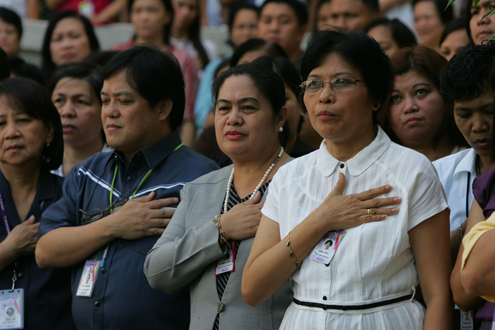 Flag ceremony and swearing in of 2 supreme court justices.