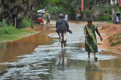 A flooded road in Sri Lanka