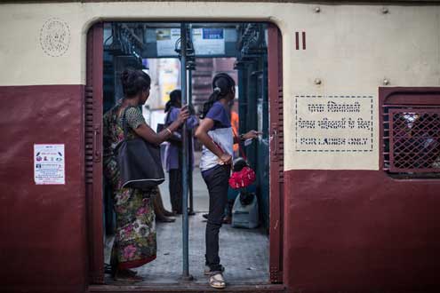 Women on a train in India