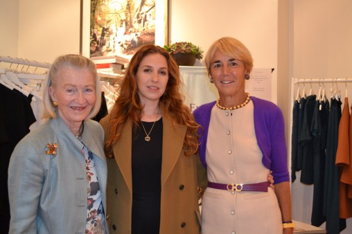 Ann Kinney (left) joins fashion designer Lyn Devon (center) and Asia Foundation Trustee and Lotus Circle Advisor Missie Rennie (right) at a trunk show at Lyn Devon's Manhattan showroom to benefit The Asia Foundation's Women's Empowerment Program.