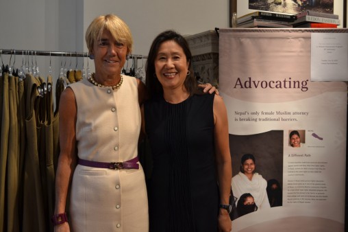 Asia Foundation Trustees and Lotus Circle Advisors Missie Rennie and Masako Shinn support women's empowerment at a Lyn Devon trunk show in Manhattan.